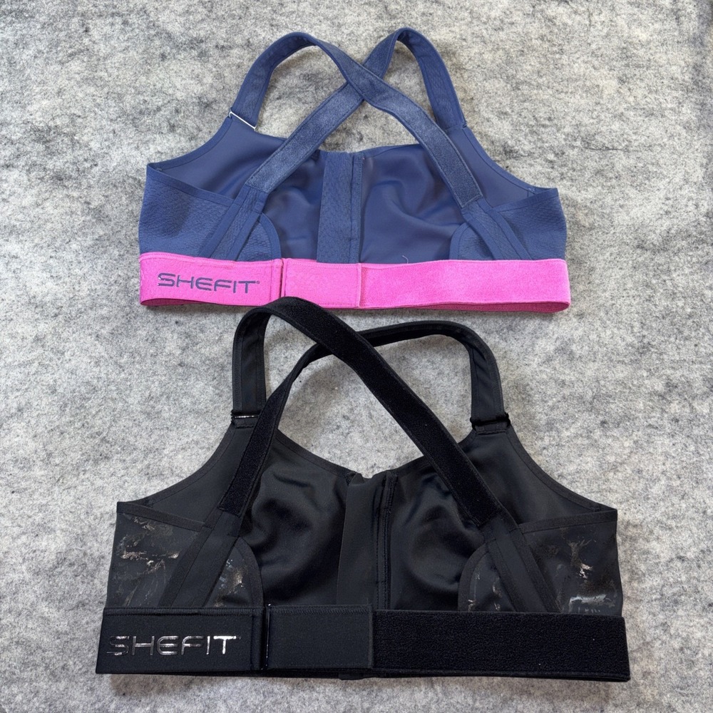2 SHEFIT FLEX 1Luxe Sports Bra Pink Black Supportive Fitness Activewear Medium - Picture 2 of 9